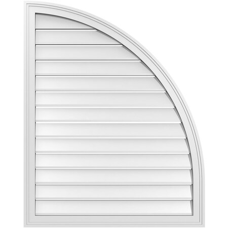 Ekena Millwork Quarter Round Top Right Surface Mount PVC Gable Vent w/ 2"W x 1-1/2"P Brickmould Frame, 32"W x 40"H GVPQR32X4002SF